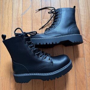 UNIONBAY Black Combat Moto Boots